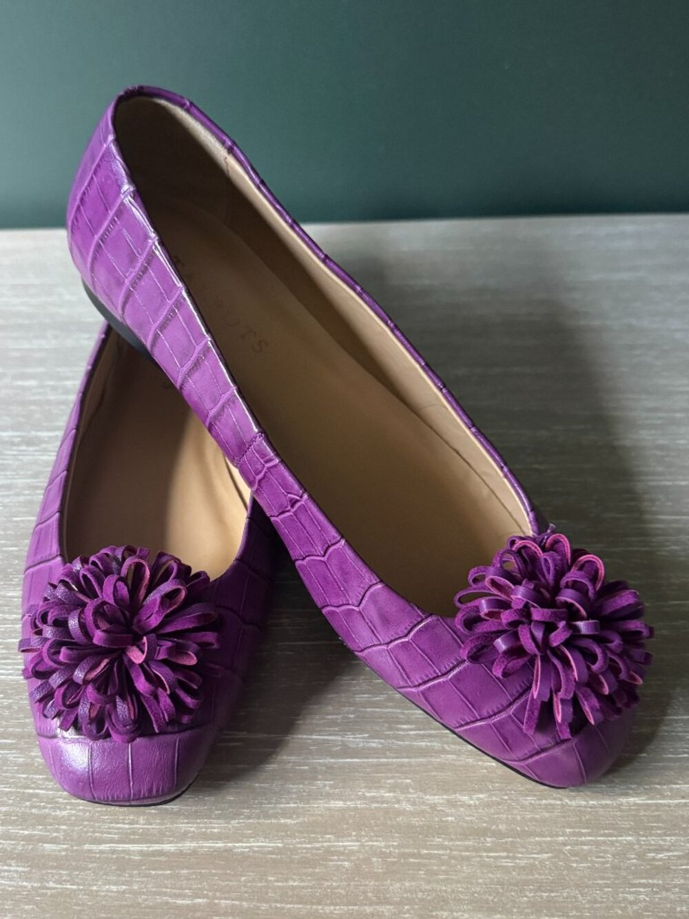Talbots Purple Croc-Embossed Leather Ballet Flats 7.5